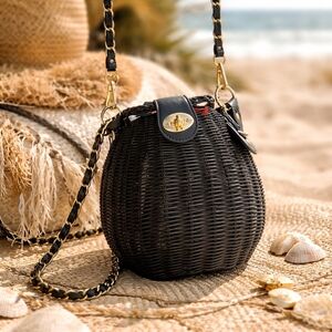 Free People Black wicker xbody bag NWT‎